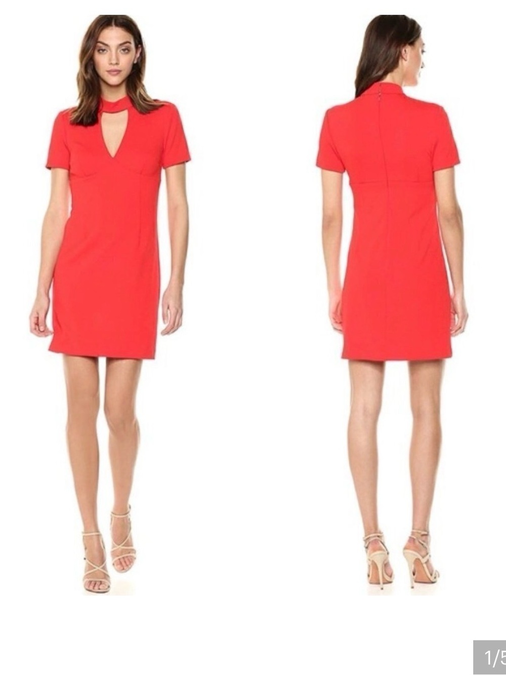 Trina Turk Coral-Red Keyhole Shift Dress